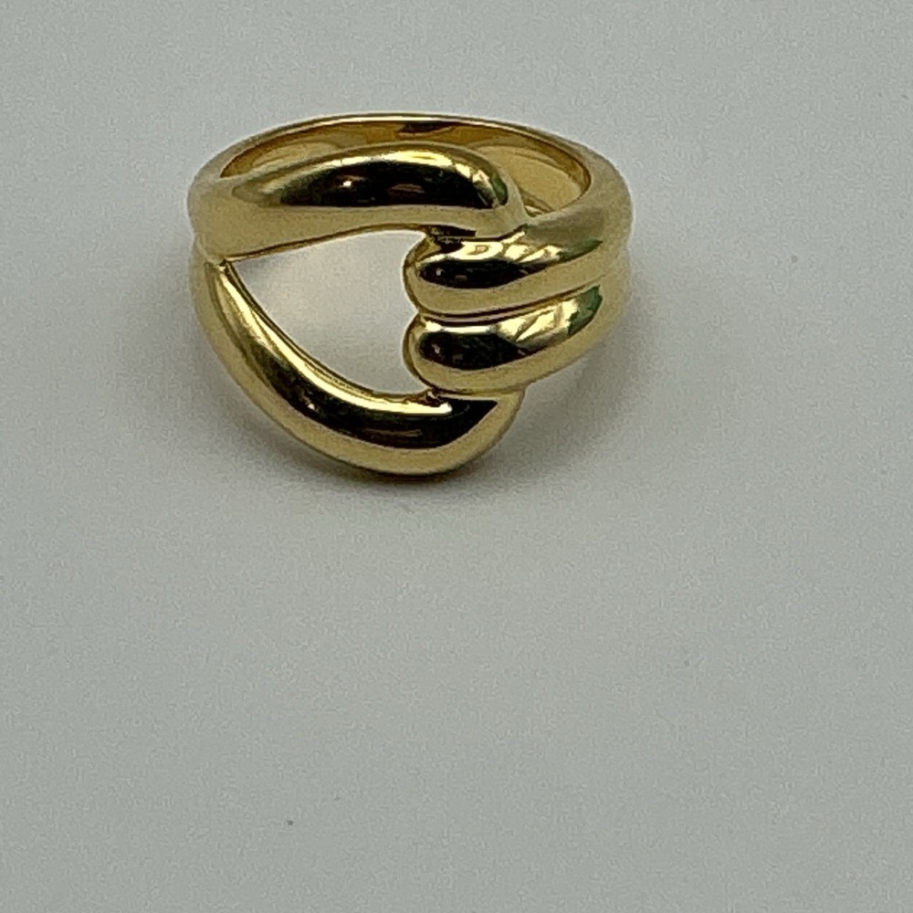 UltraFine 950 Silver 18K Gold Plated Interlocking Bypass Ring Size 6 Italy